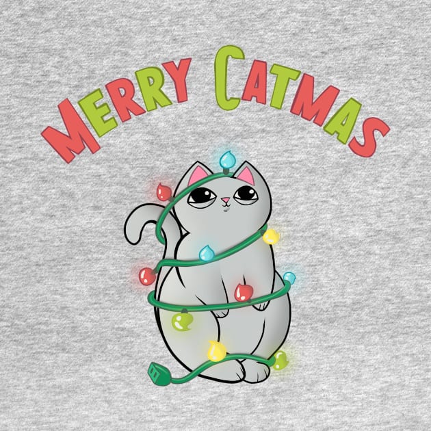Merry Catmas Cat wrappaed in Christmas Lights by xenotransplant